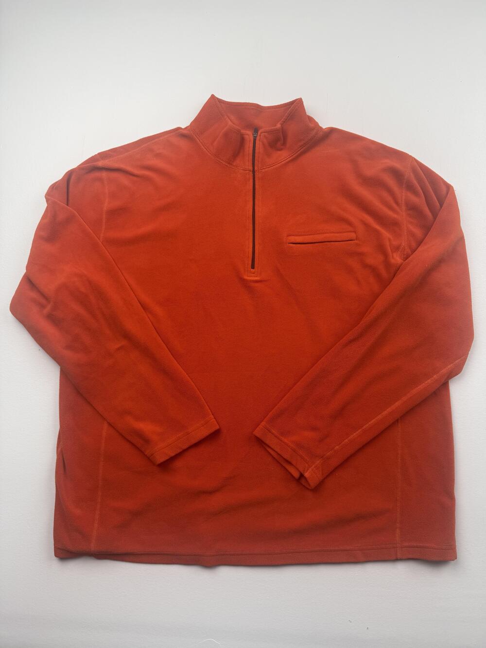 L.L. Bean Pullover Mens 2XLT Orange Long Sleeve Fleece Quarter Zip Mock Neck Top